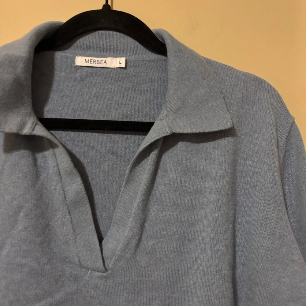 Dusty Blue Collared Sweater - Picture 4 of 6